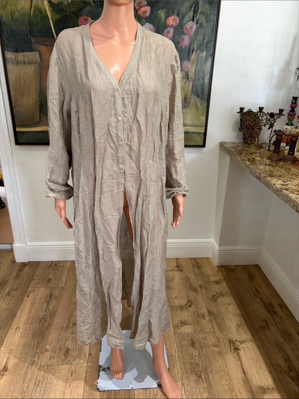 Eileen Fisher linen/silk duster shirt dress
